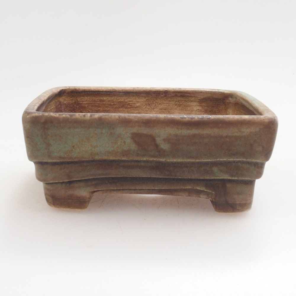 Ceramic bonsai bowl 9 x 7,5 x 3,5 cm, color green