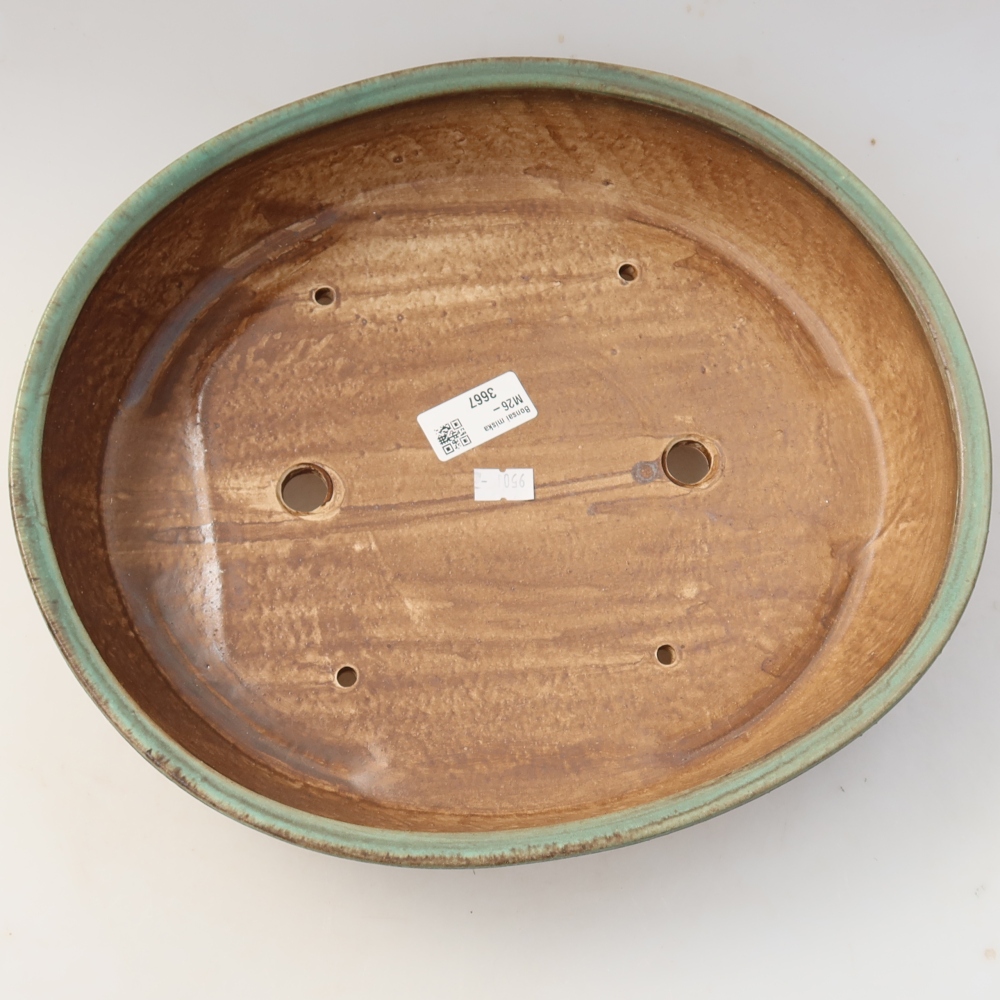 Ceramic bonsai pot, 32 x 27.5 x 6.5 cm, green