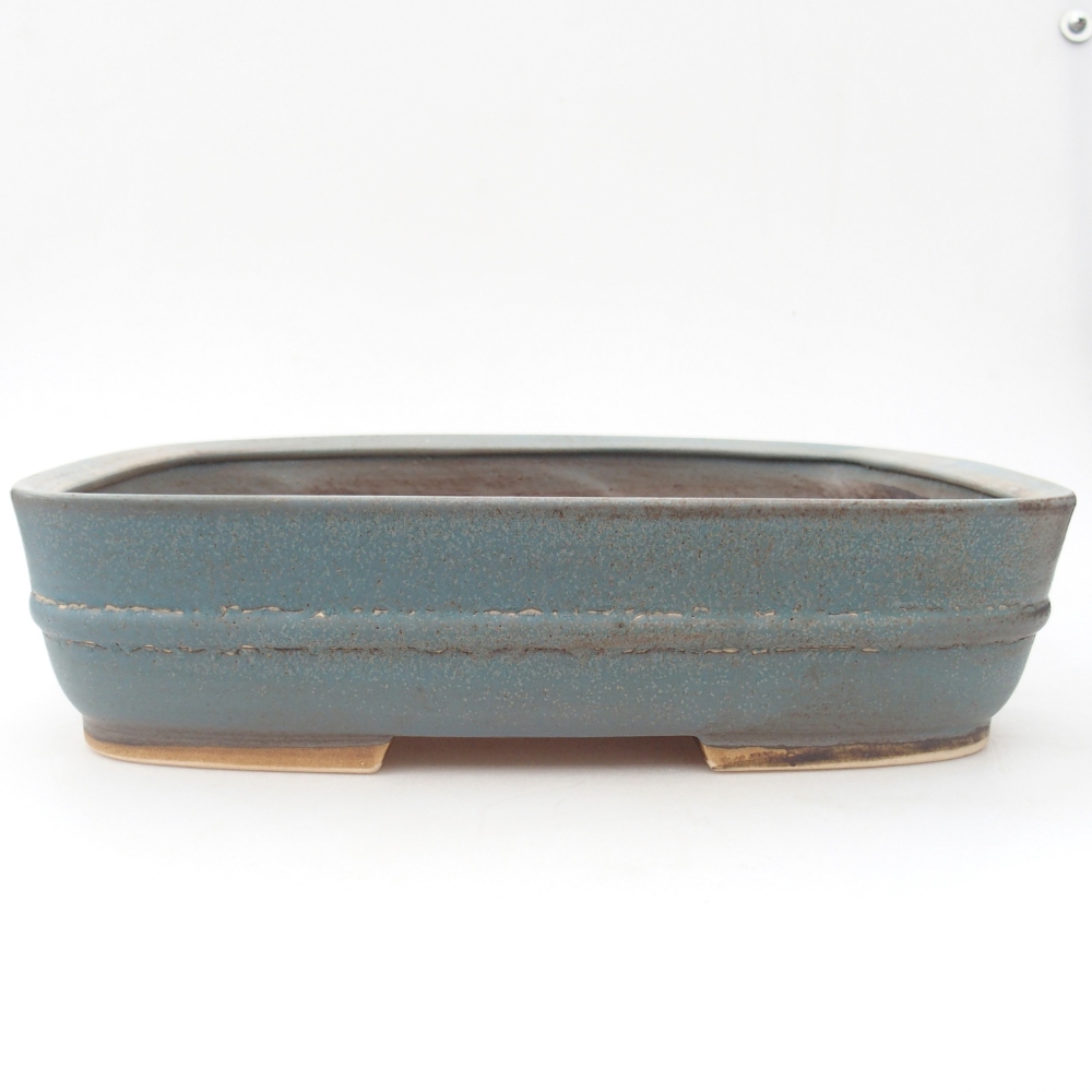 Ceramic bonsai bowl 29,5 x 24,5 x 7,5 cm, colour blue