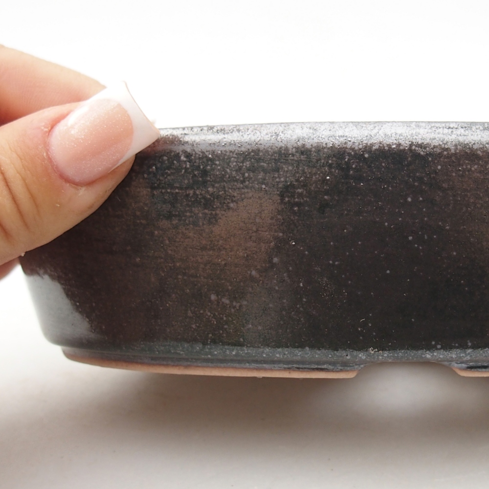 Ceramic bonsai bowl 16,5 x 11,5 x 4,5 cm, metal colour