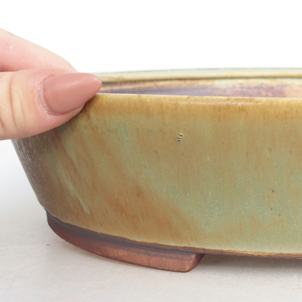 Ceramic bonsai bowl 28 x 24 x 6 cm, green