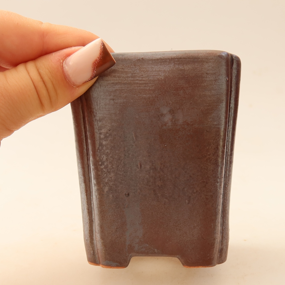 Ceramic bonsai pot, 7 x 7 x 8.5 cm, metallic color