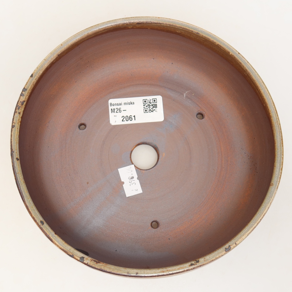 Ceramic bonsai pot, 17 x 17 x 5.5 cm, brown