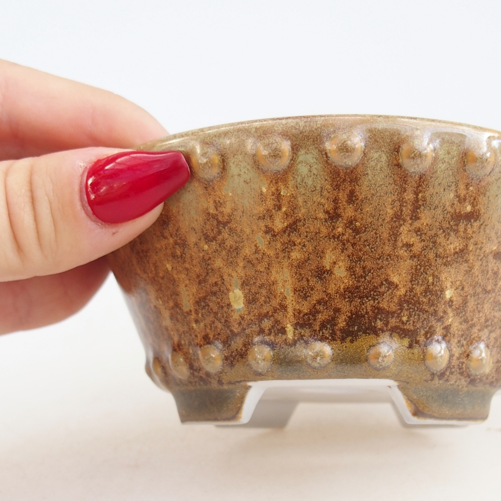 Ceramic bonsai bowl 10,5 x 10,5 x 5 cm, brown