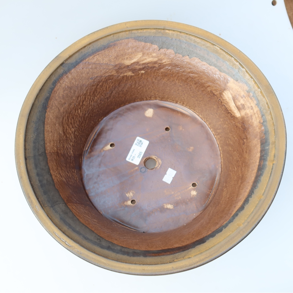 Ceramic bonsai pot, 31.5 x 31.5 x 14.5 cm, brown