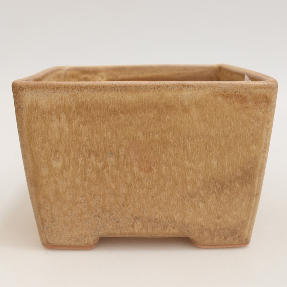 Ceramic bonsai pot, 15 x 15 x 10.5 cm, beige