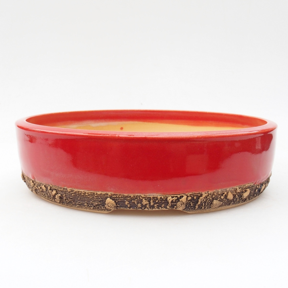 Ceramic bonsai bowl 21,5 x 21,5 x 5 cm, color red