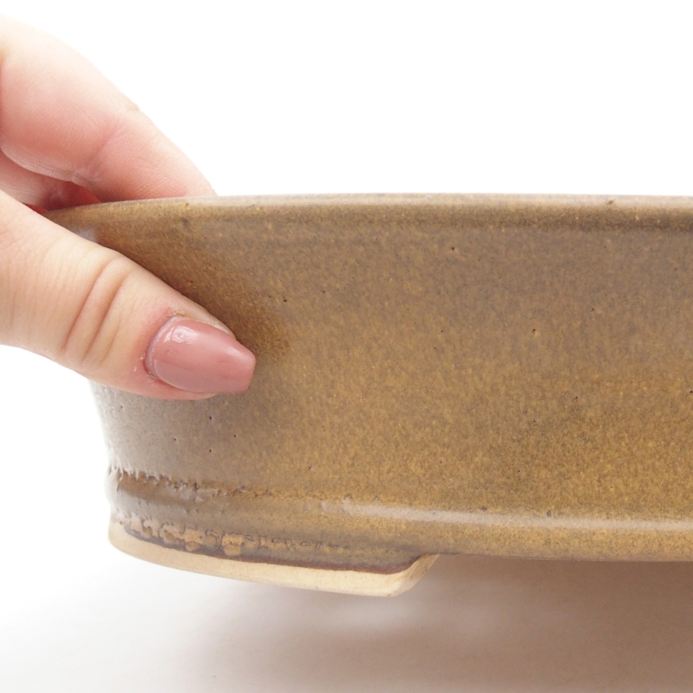 Ceramic bonsai bowl 28 x 25 x 6,5 cm, brown