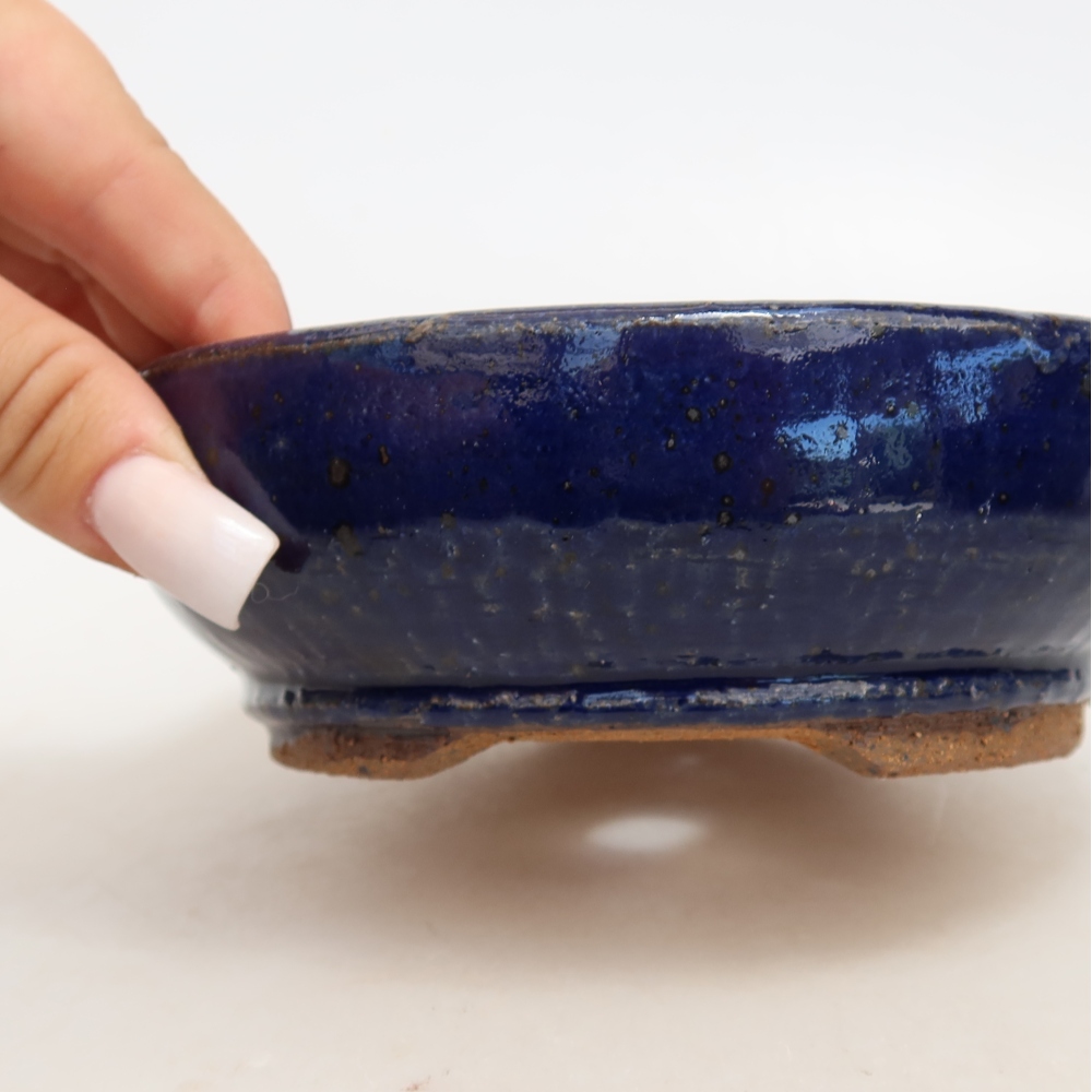 Ceramic bonsai pot, 14.5 x 14.5 x 4.5 cm, blue