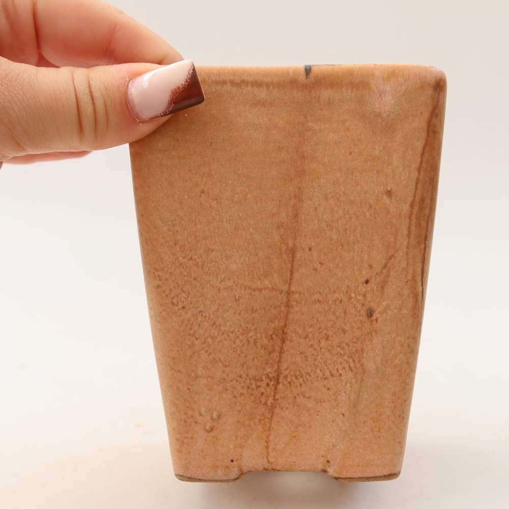 Ceramic bonsai pot, 8.5 x 8.5 x 11 cm, pink
