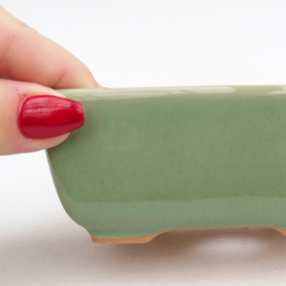 Ceramic bonsai bowl 10,5 x 7,5 x 4,5 cm, green