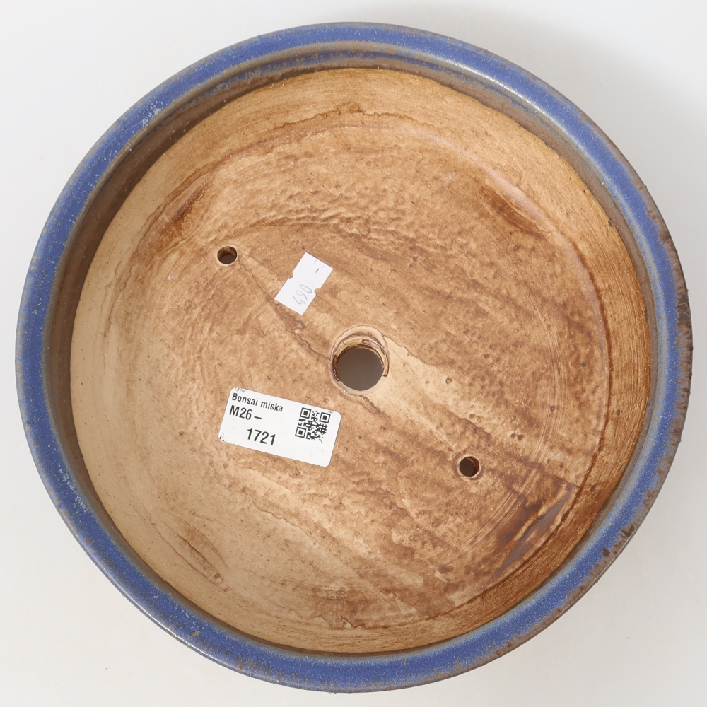 Ceramic bonsai pot, 21.5 x 21.5 x 6 cm, blue