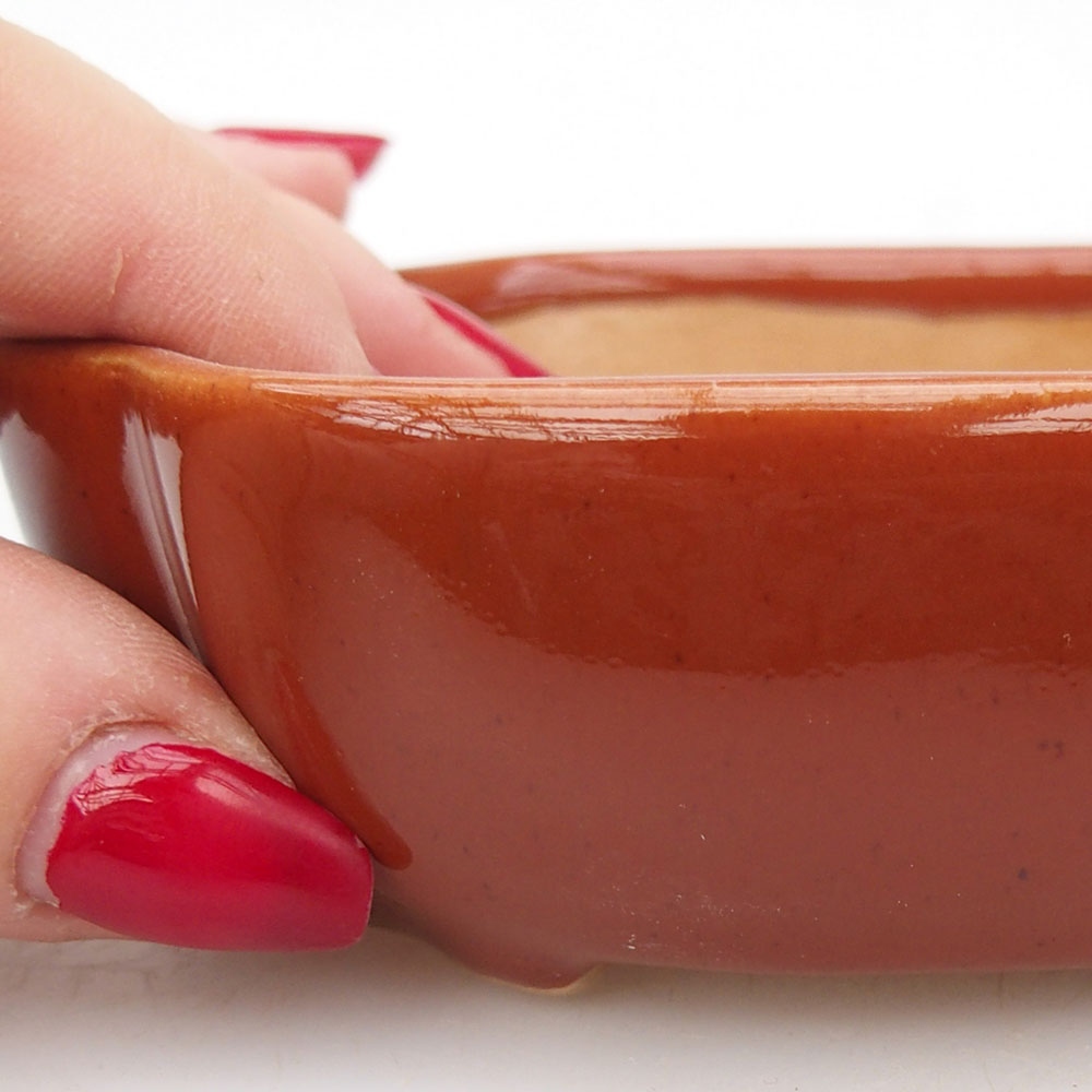 Ceramic bonsai bowl 10,5 x 8,5 x 3,5 cm, brown