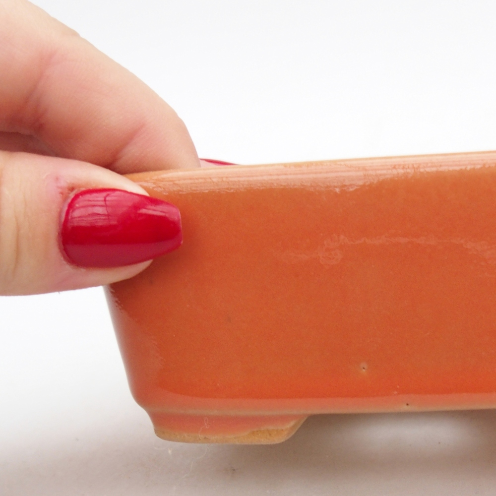 Ceramic bonsai bowl 10,5 x 8,5 x 4 cm, orange