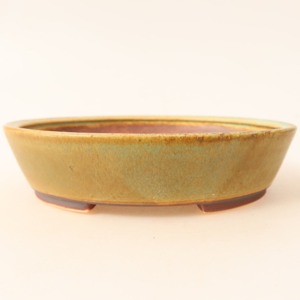 Ceramic bonsai bowl 18,5 x 16,5 x 4,5 cm, green