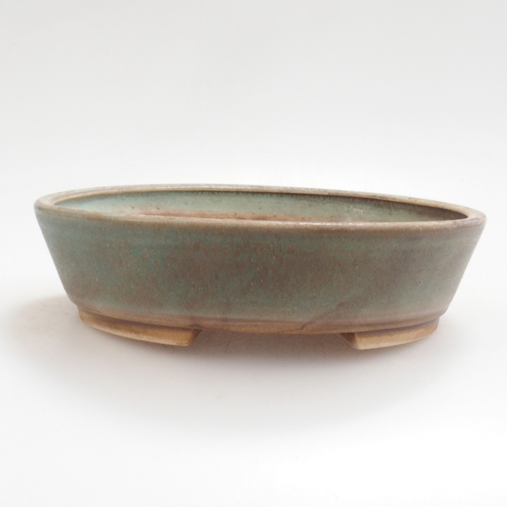 Ceramic bonsai bowl 15 x 13,5 x 3,5 cm, color green