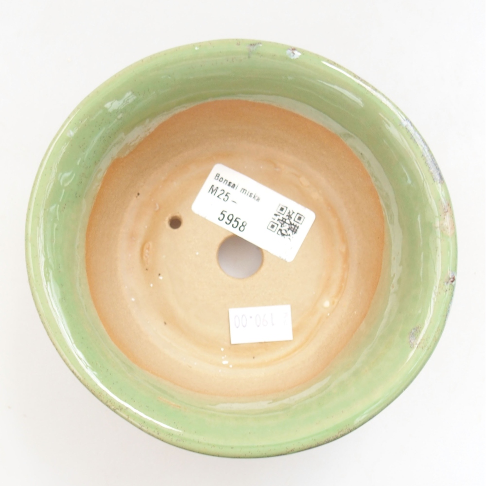 Ceramic bonsai bowl 12,5 x 12,5 x 5 cm, color green
