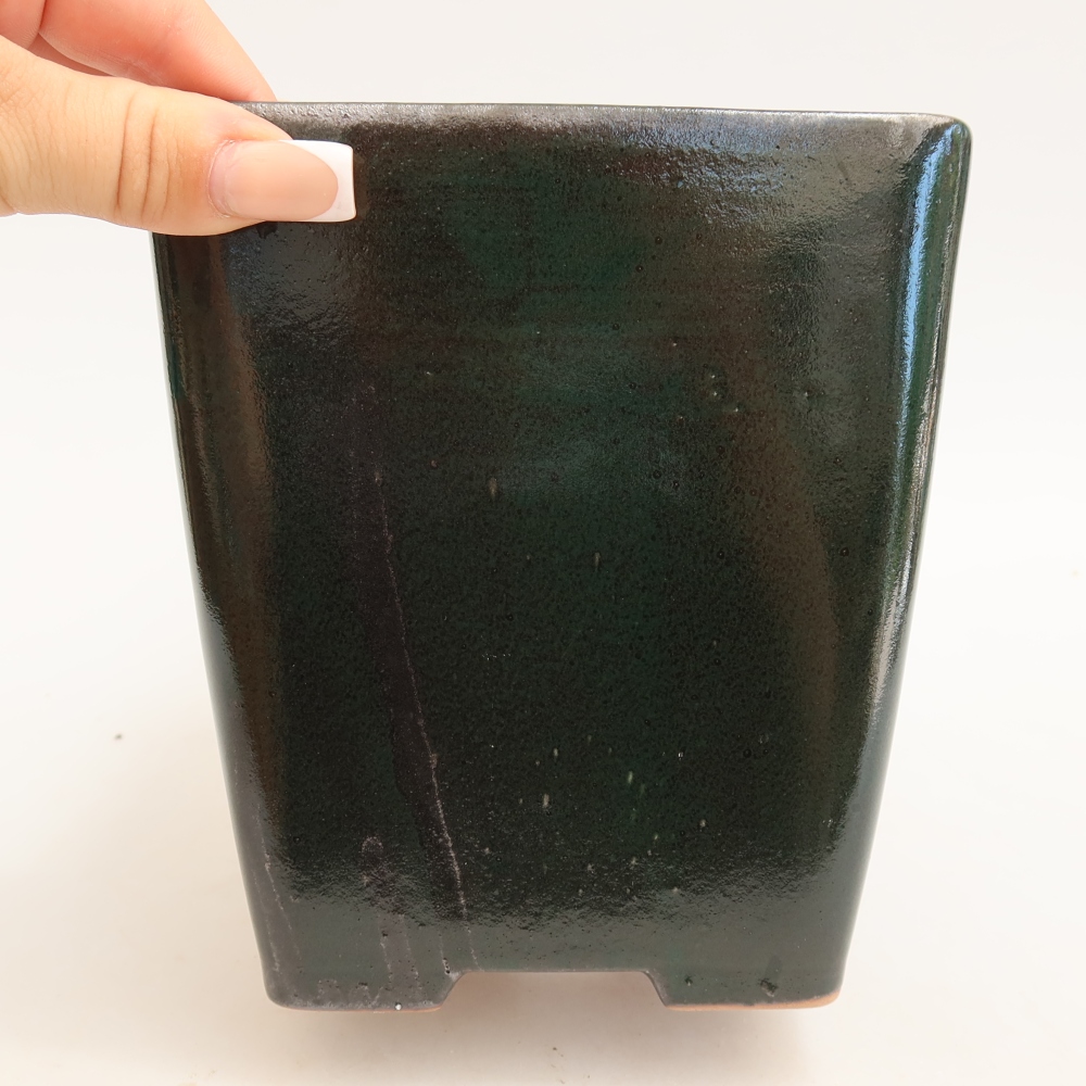Ceramic bonsai bowl 13,5 x 13,5 x 15 cm, green