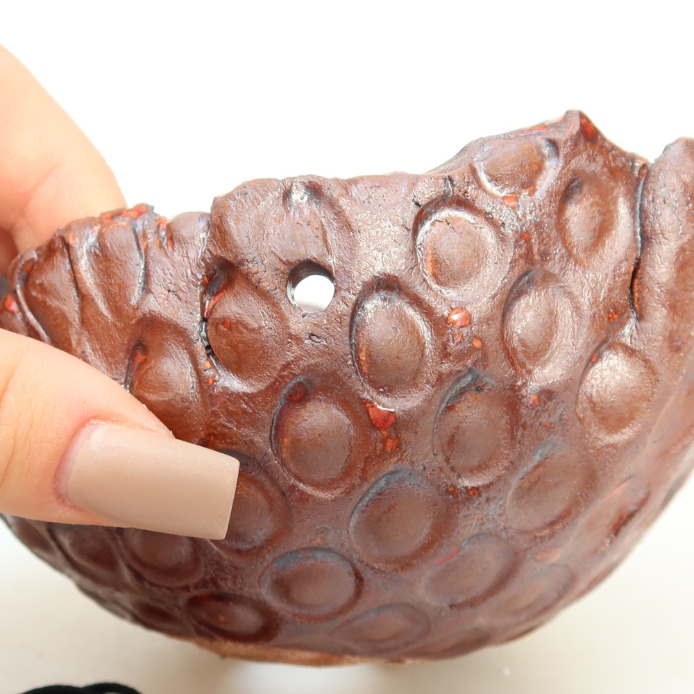 Ceramic Kokedama Pot, 13 x 12 x 7.5 cm, Brown