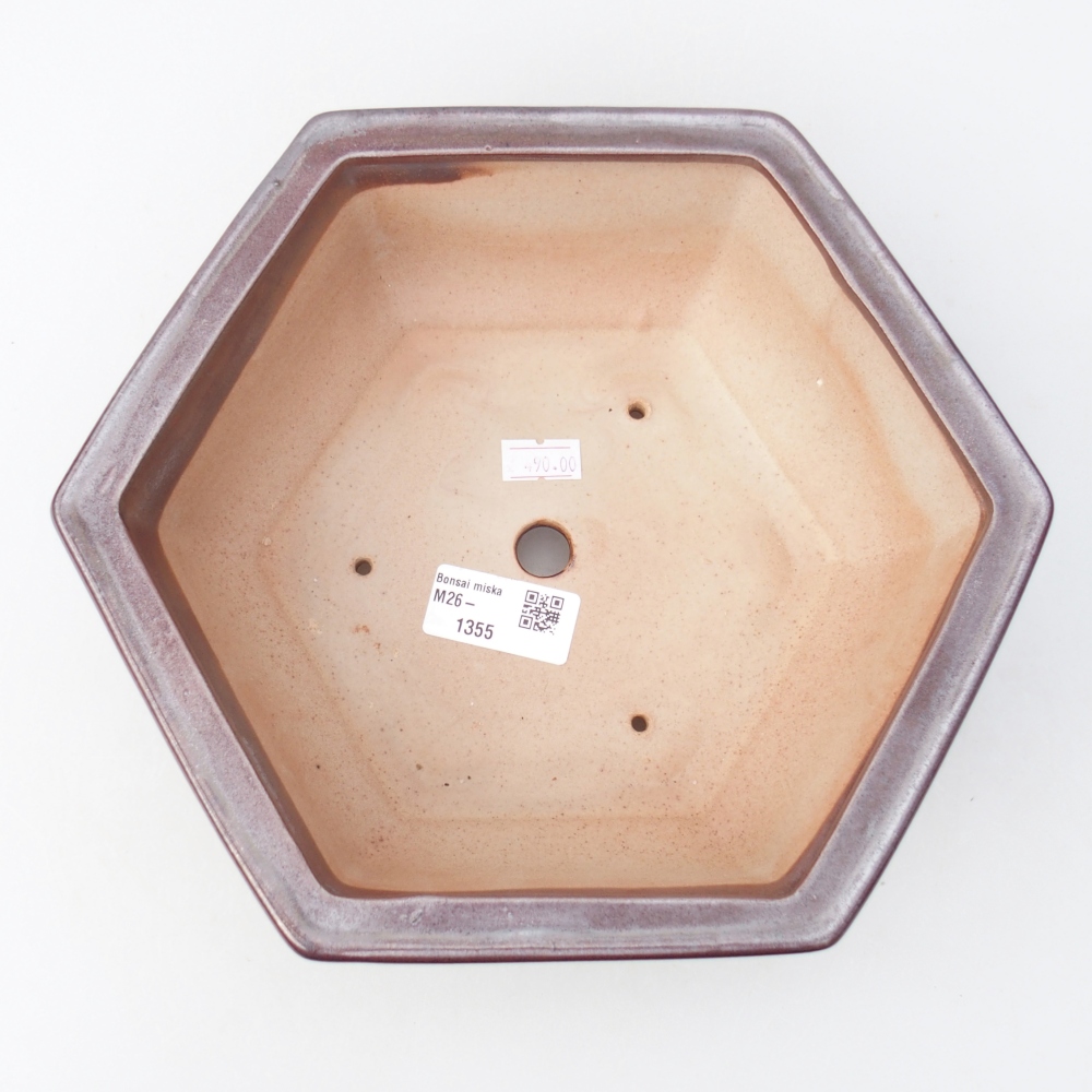 Ceramic bonsai bowl 24 x 21 x 7,5 cm, colour burgundy