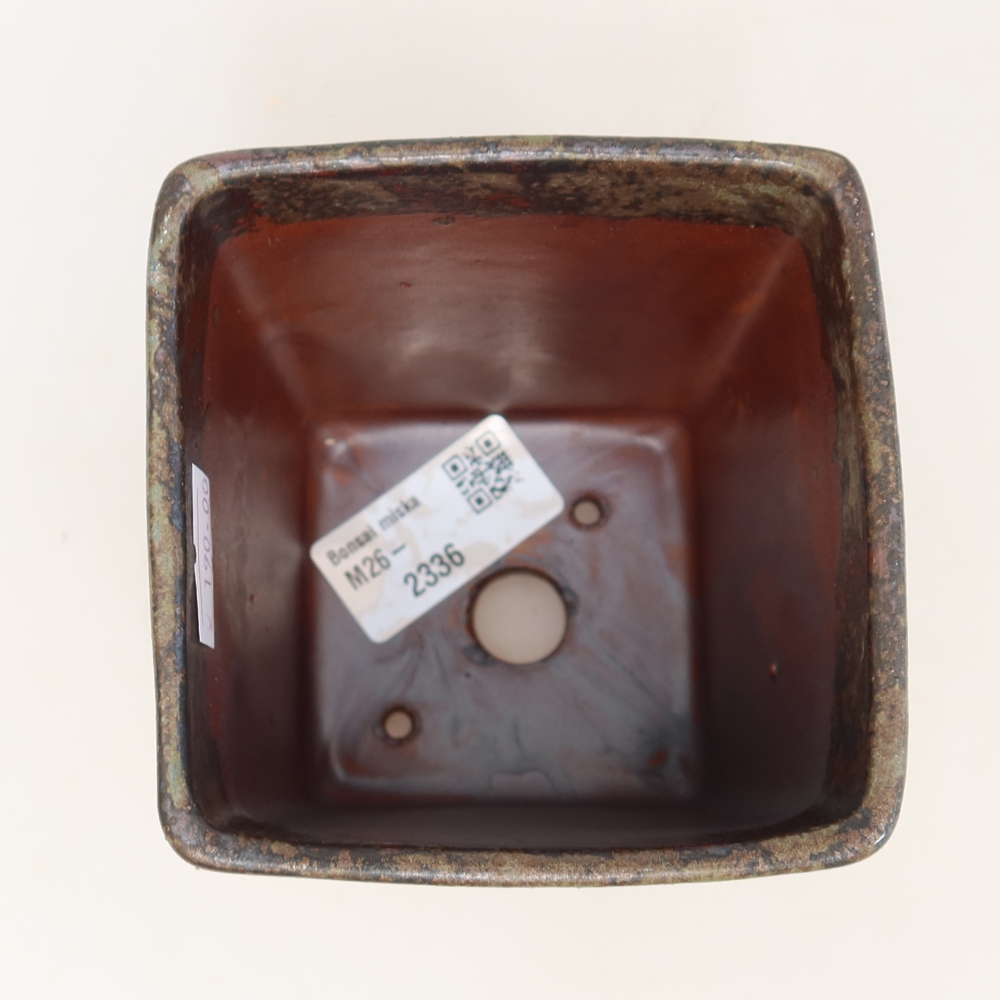 Ceramic bonsai pot, 9 x 9 x 11.5 cm, brown