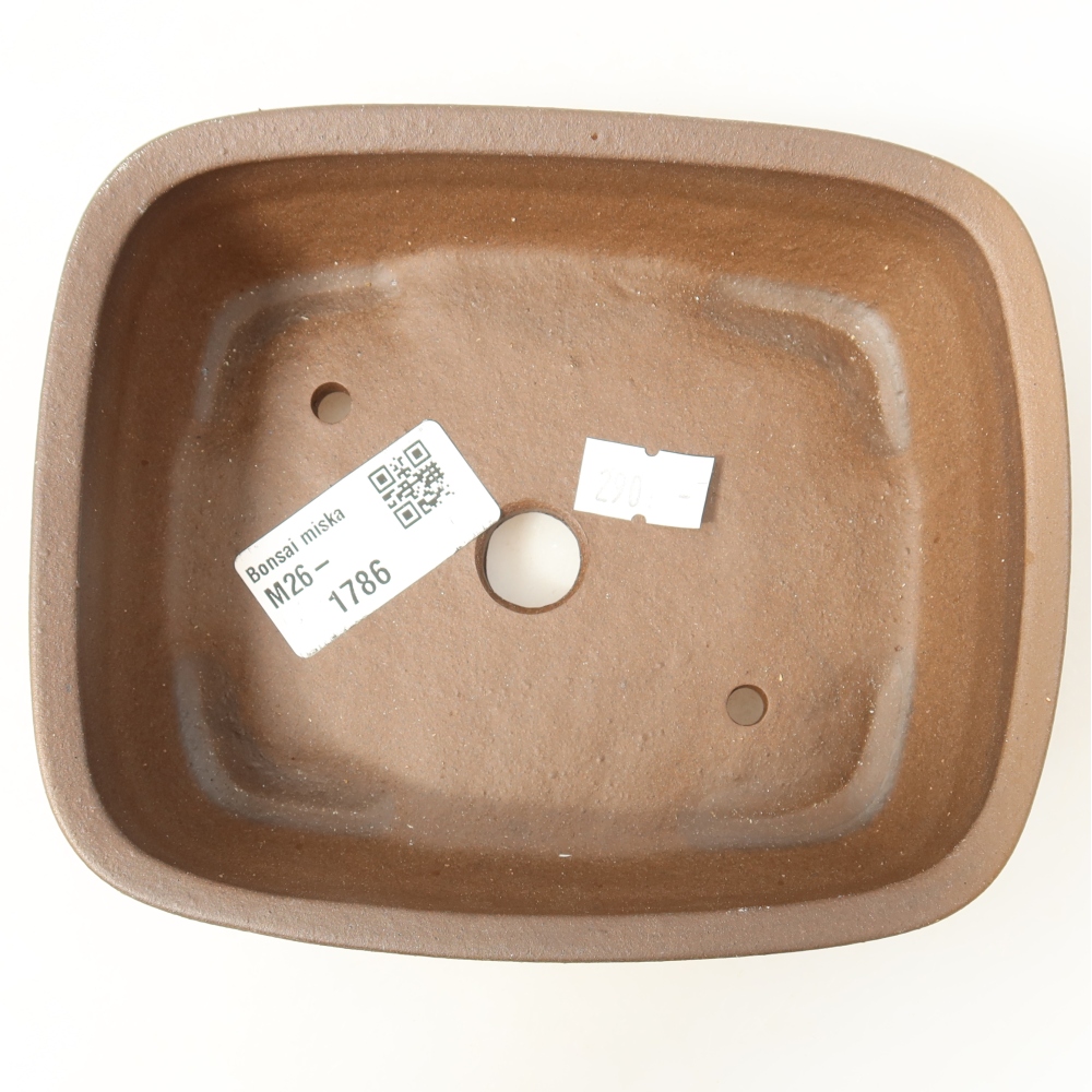 Ceramic bonsai pot, 14.5 x 11.5 x 4.5 cm, brown