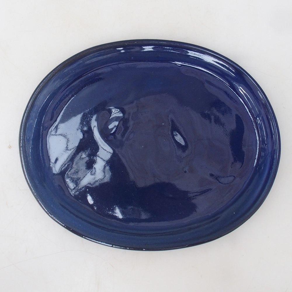 Bonsai bowl oval M - 22.5 x 18 x 1.5 cm - blue