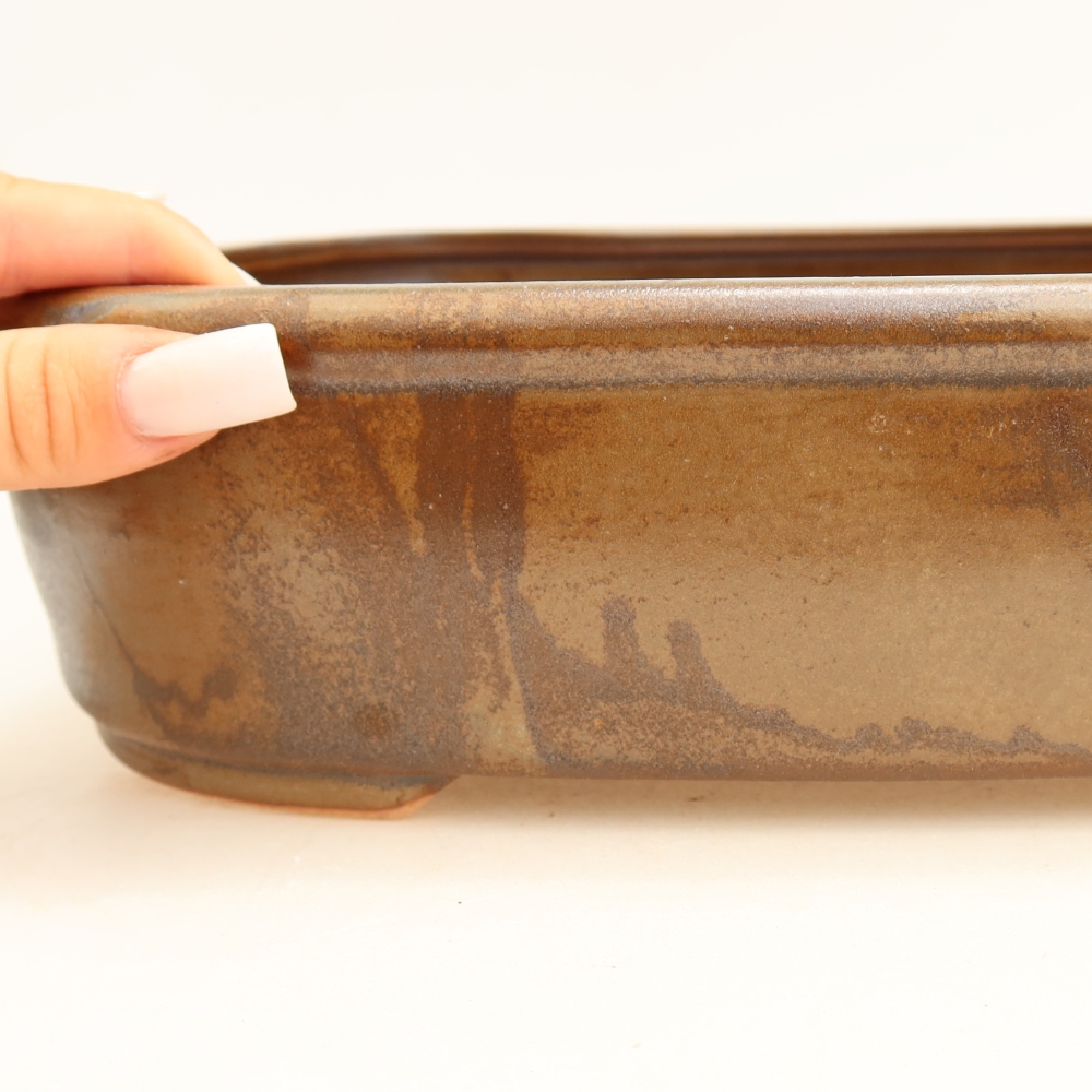 Ceramic bonsai bowl 31,5 x 24 x 8 cm, brown