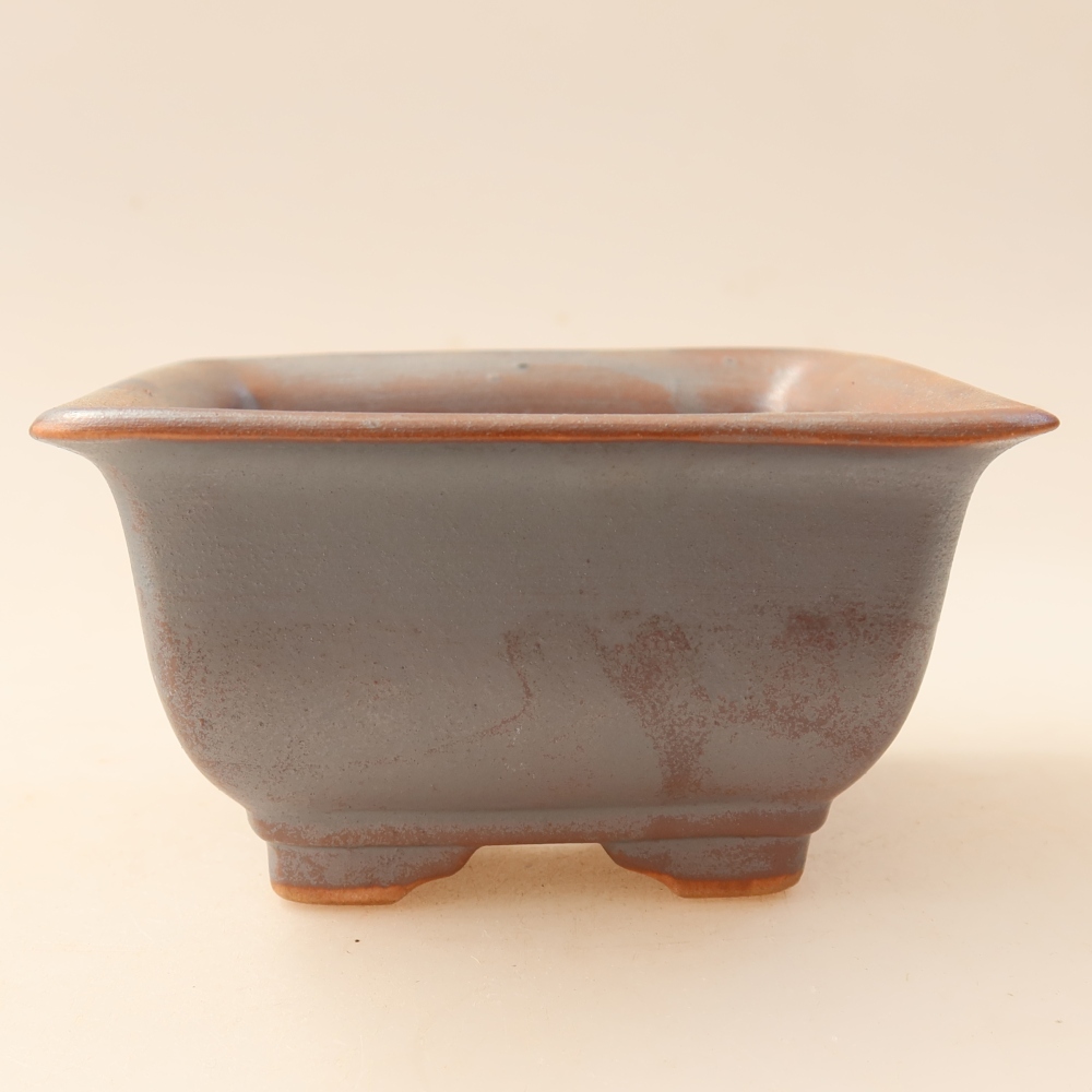 Ceramic bonsai pot, 9.5 x 9.5 x 5.5 cm, metallic color