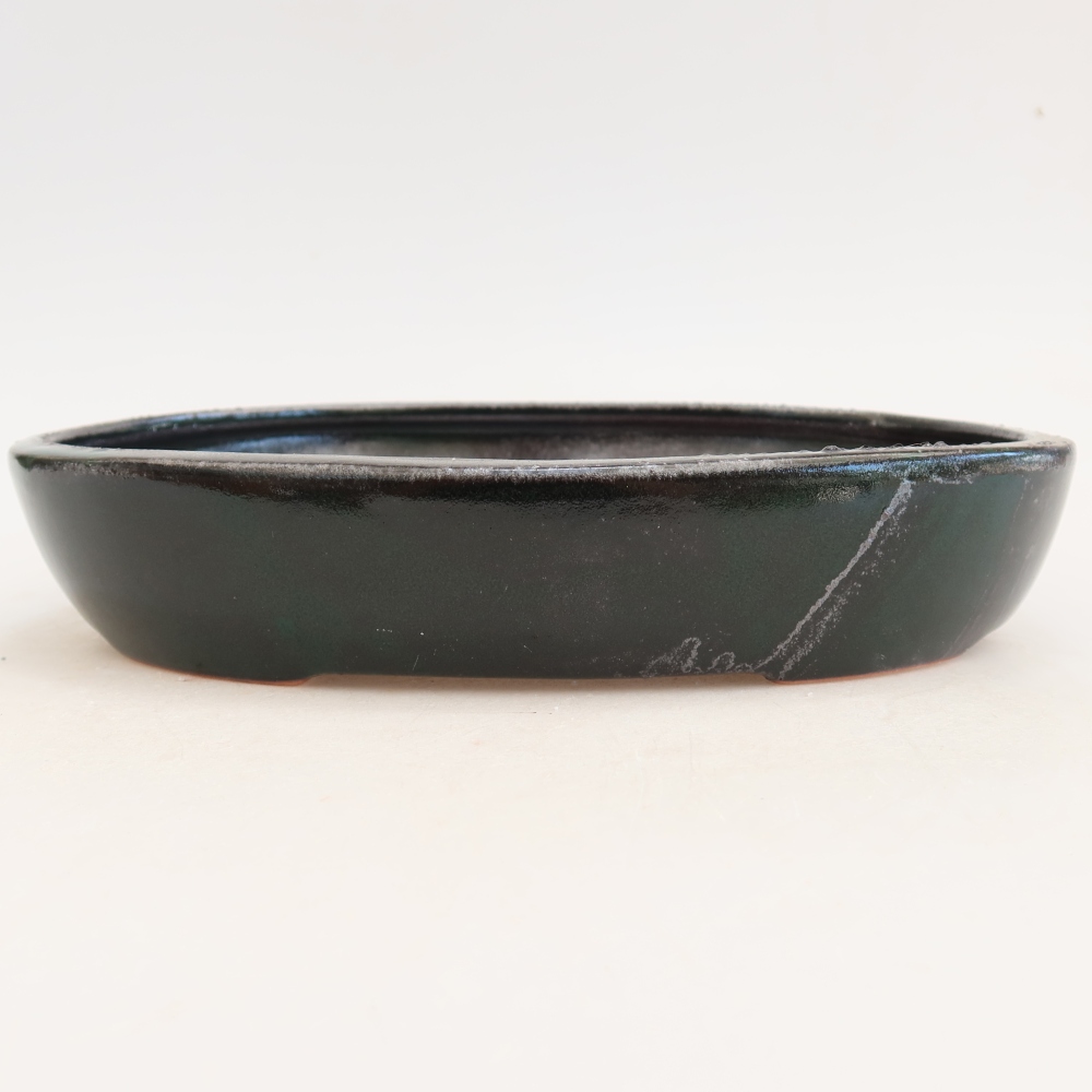 Ceramic bonsai pot, 22 x 17 x 4 cm, green