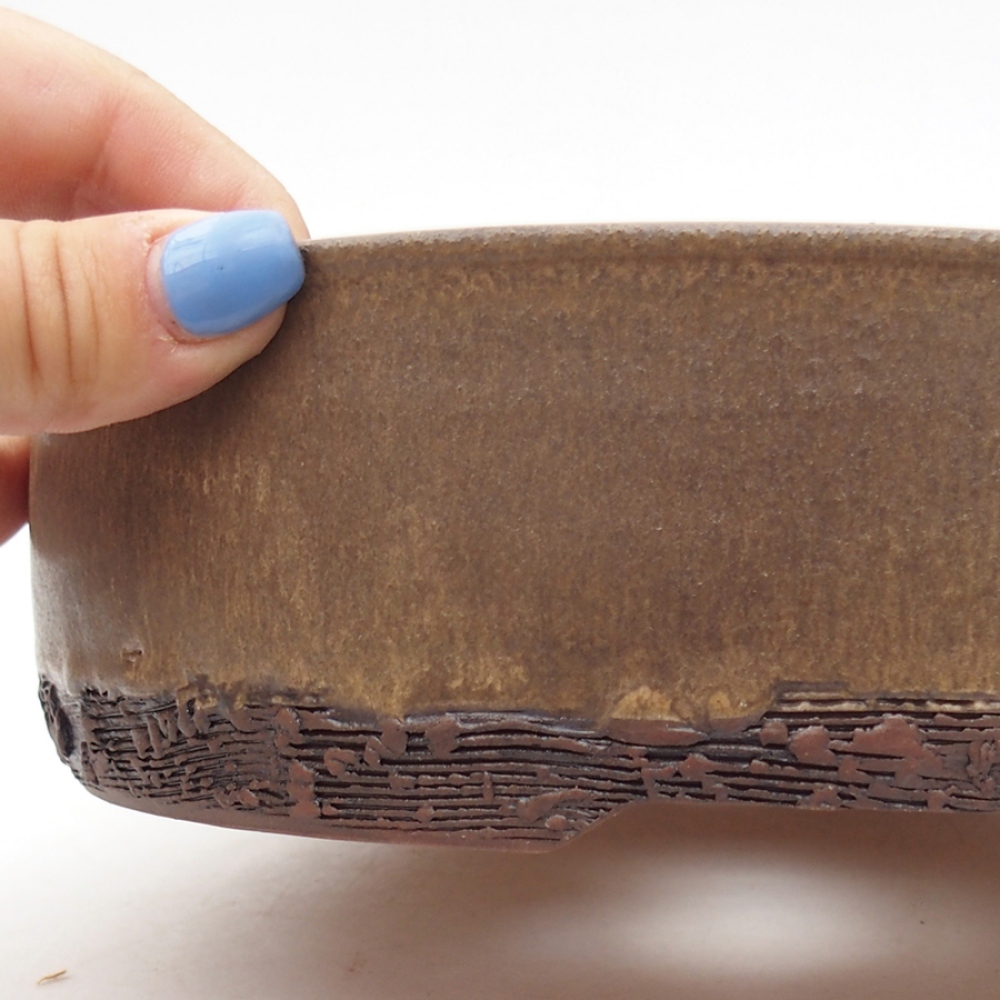 Ceramic bonsai bowl 20 x 20 x 6 cm, color brown
