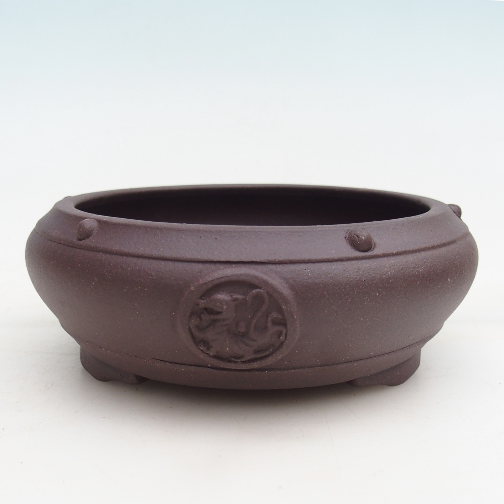 Ceramic bonsai bowl 15,5 x 15,5 x 5 cm, brown