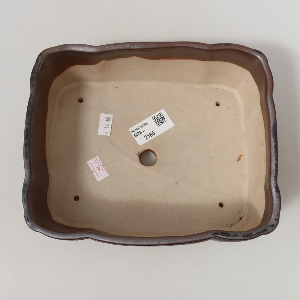 Ceramic bonsai pot, 20.5 x 17.5 x 7 cm, metallic color