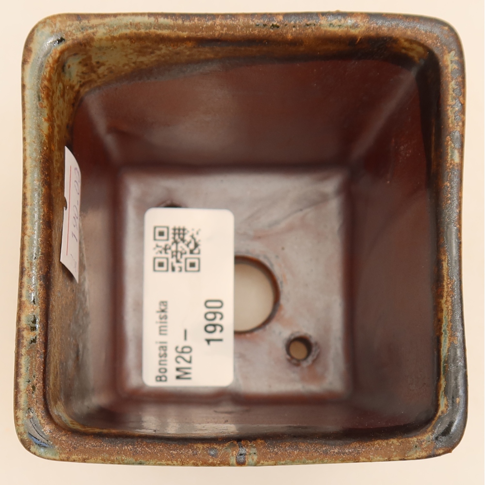 Ceramic bonsai pot, 7.5 x 7.5 x 6.5 cm, brown