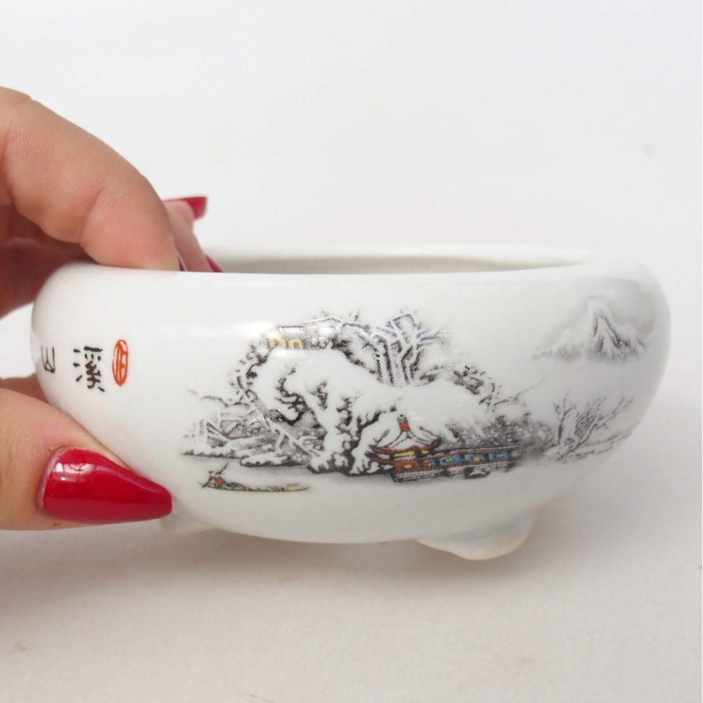 Ceramic bonsai bowl 10 x 10 x 5 cm, colour white