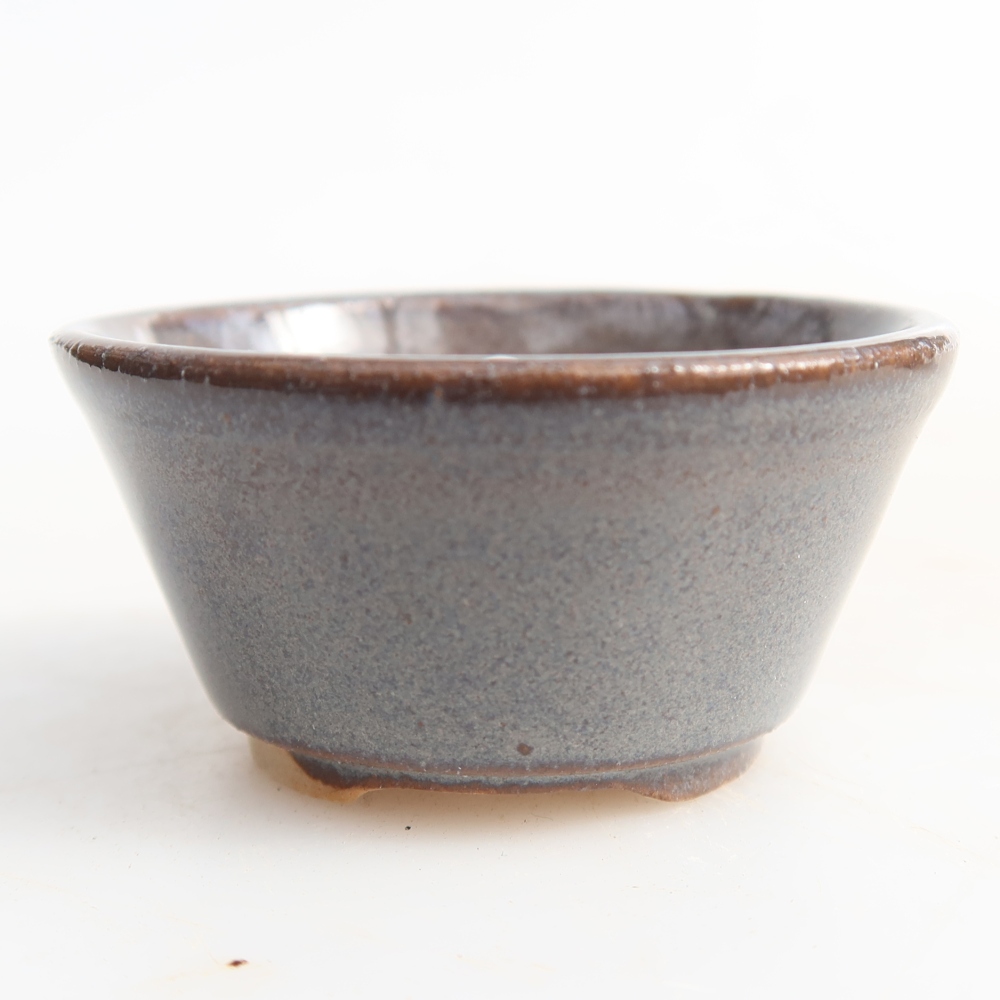 Ceramic bonsai pot, 4.5 x 4.5 x 2.5 cm, gray