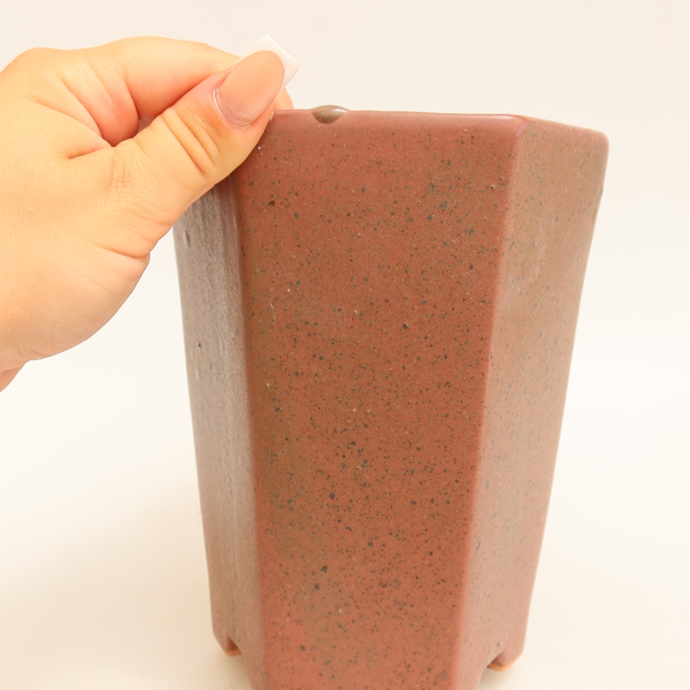 Ceramic bonsai pot, 13 x 12 x 17 cm, pink
