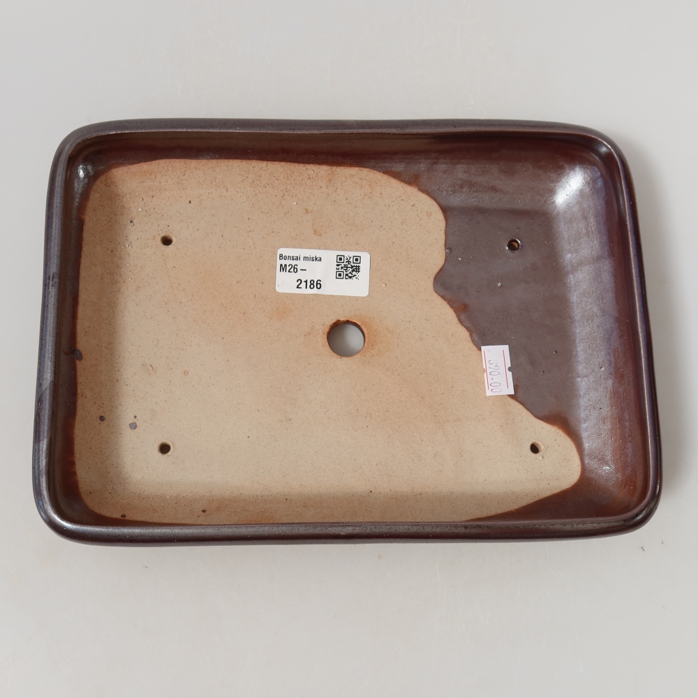 Ceramic bonsai bowl 24 x 17,5 x 4 cm, metal colour