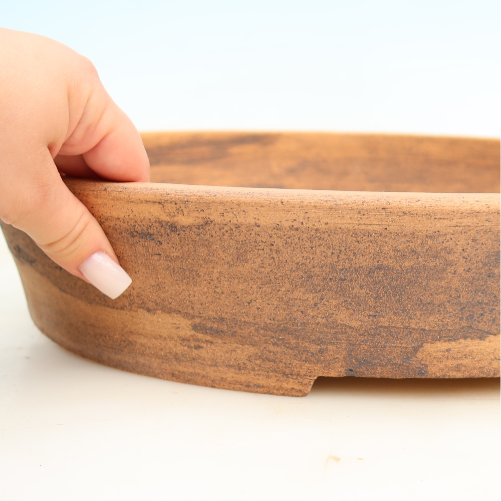 Ceramic bonsai pot, 38 x 30.5 x 7.5 cm, brown