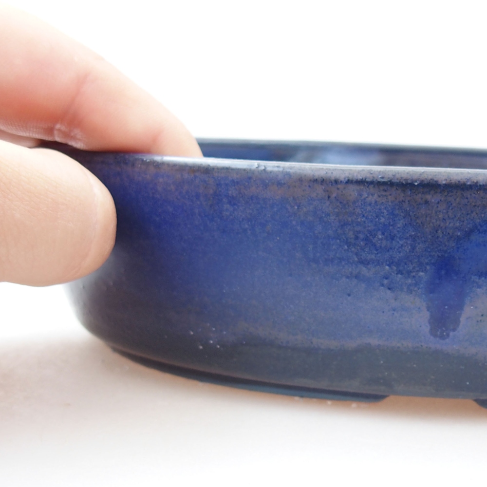 Ceramic bonsai bowl 18,5 x 13,5 x 4,5 cm, color blue