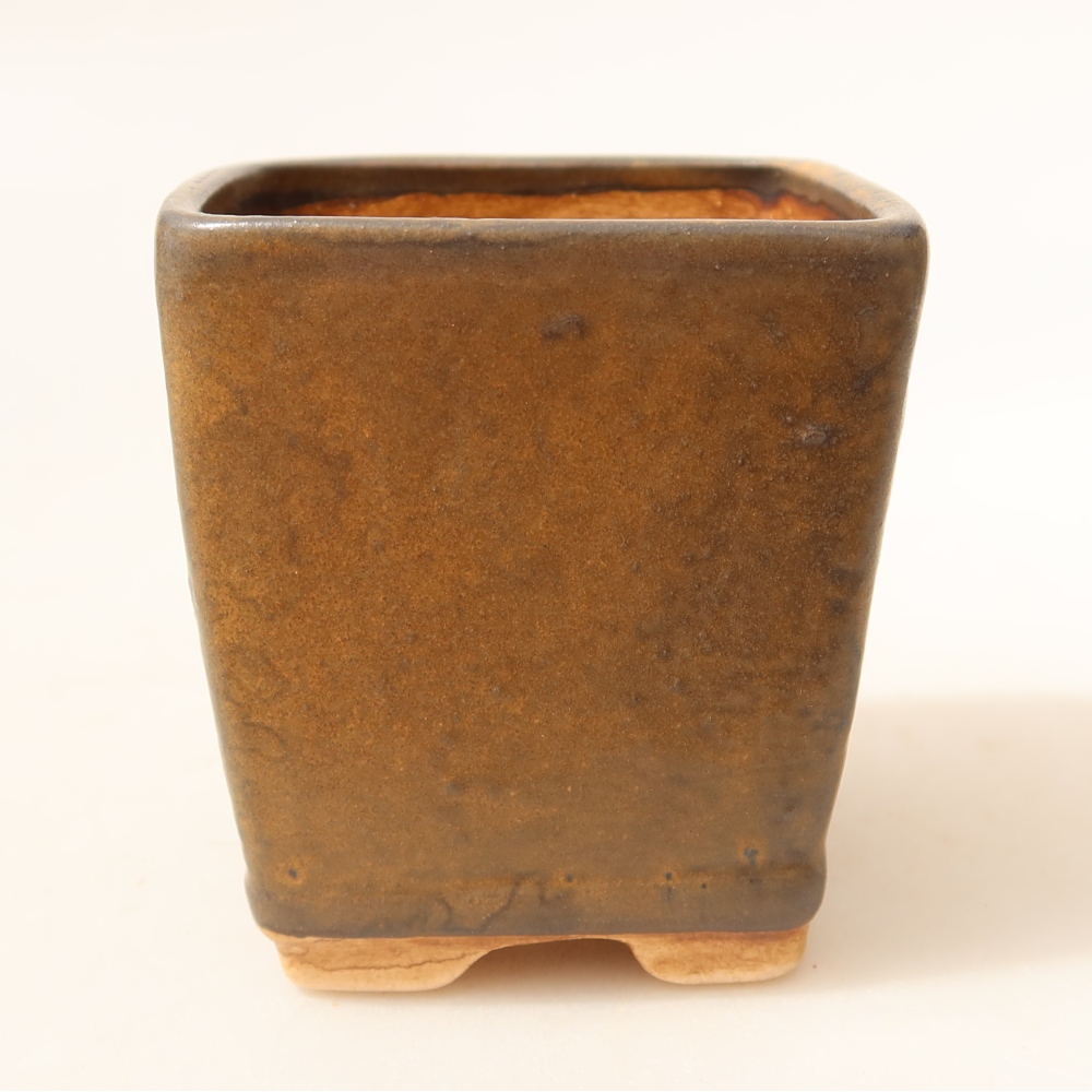 Ceramic bonsai bowl 6,5 x 6,5 x 7 cm, brown
