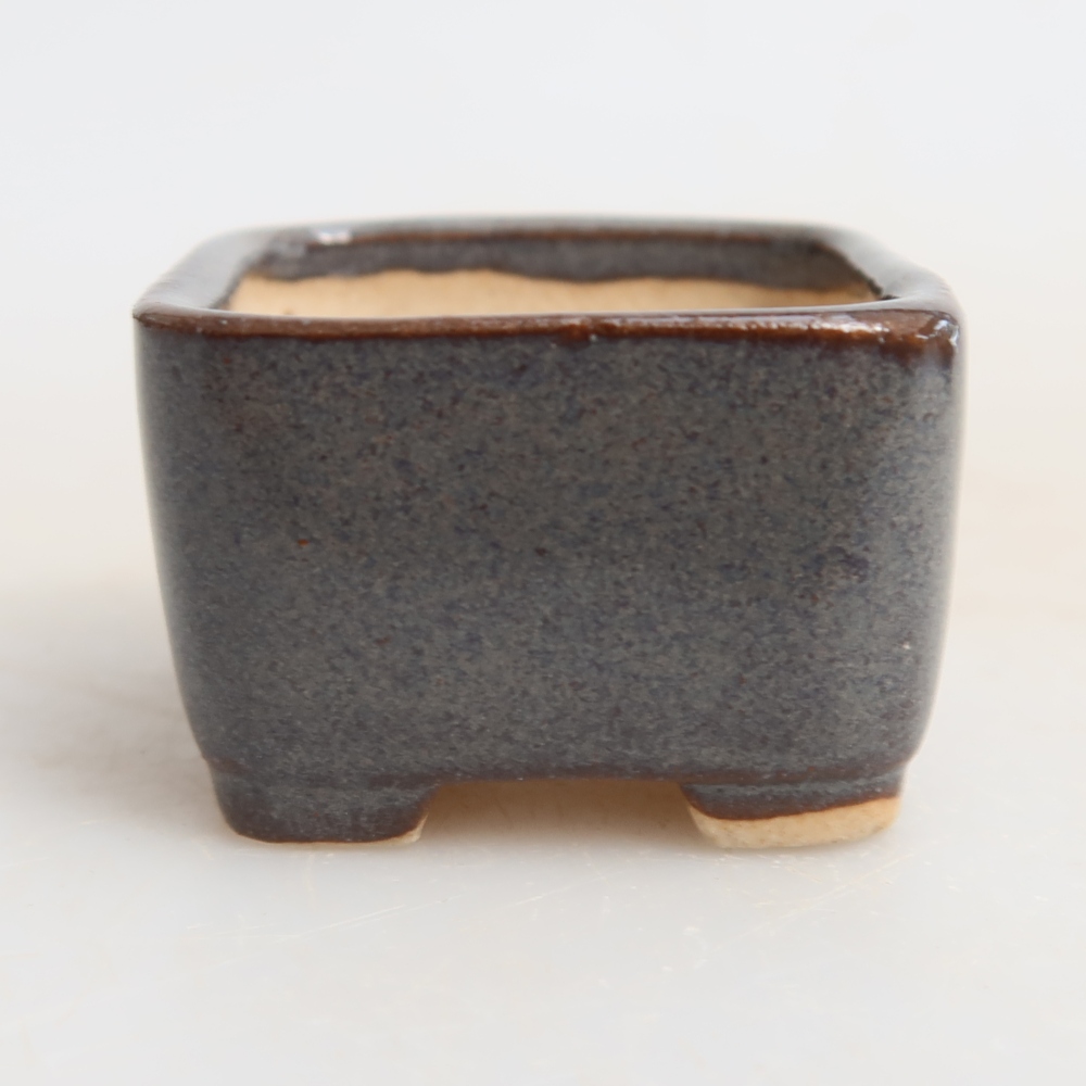 Ceramic bonsai pot, 3.5 x 3.5 x 2.5 cm, gray