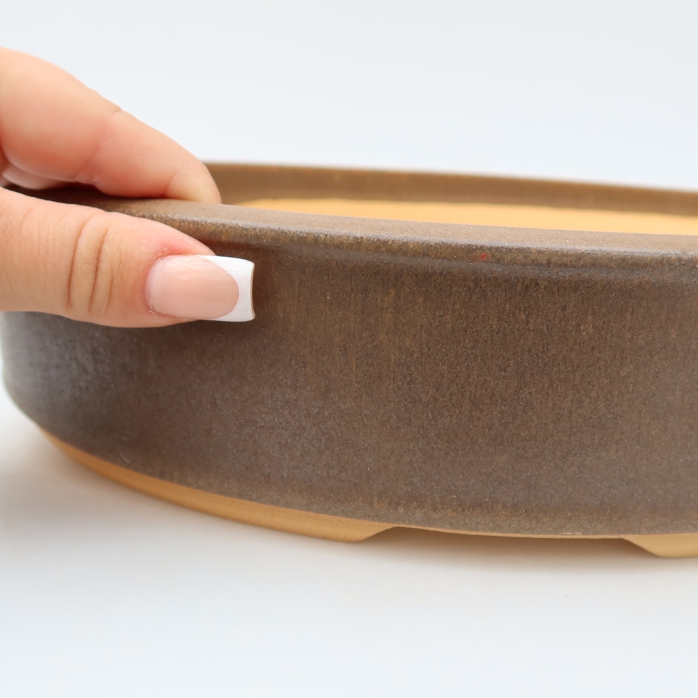 Ceramic bonsai pot, 29 x 29 x 6.5 cm, brown