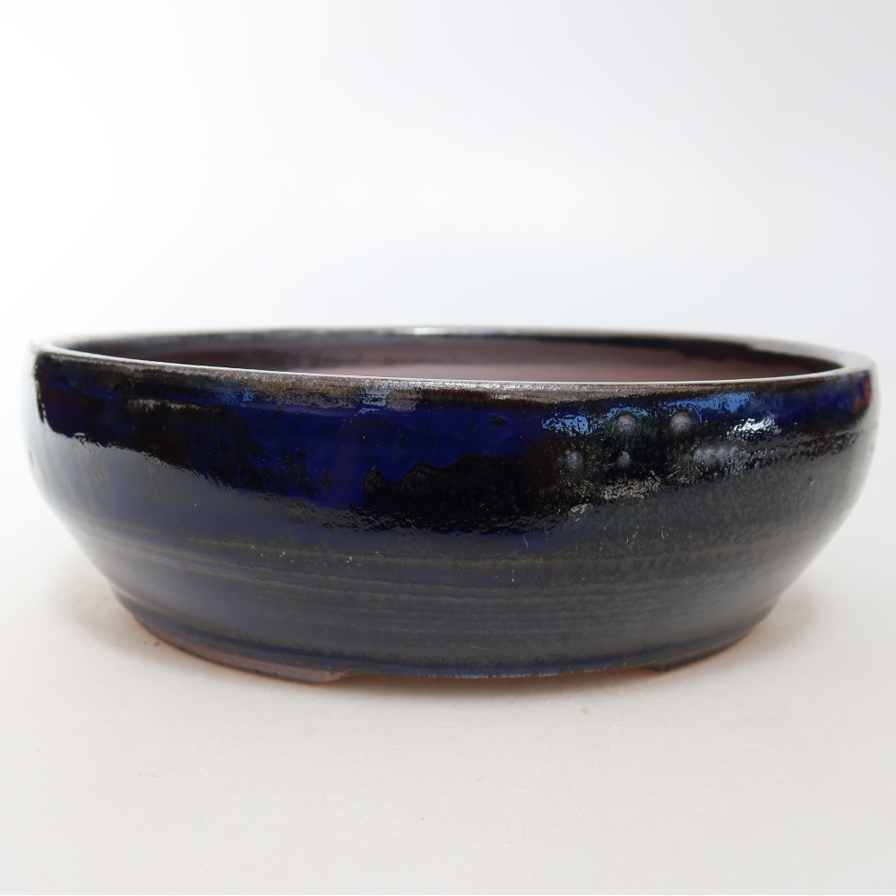 Ceramic bonsai pot, 18 x 18 x 5.5 cm, blue