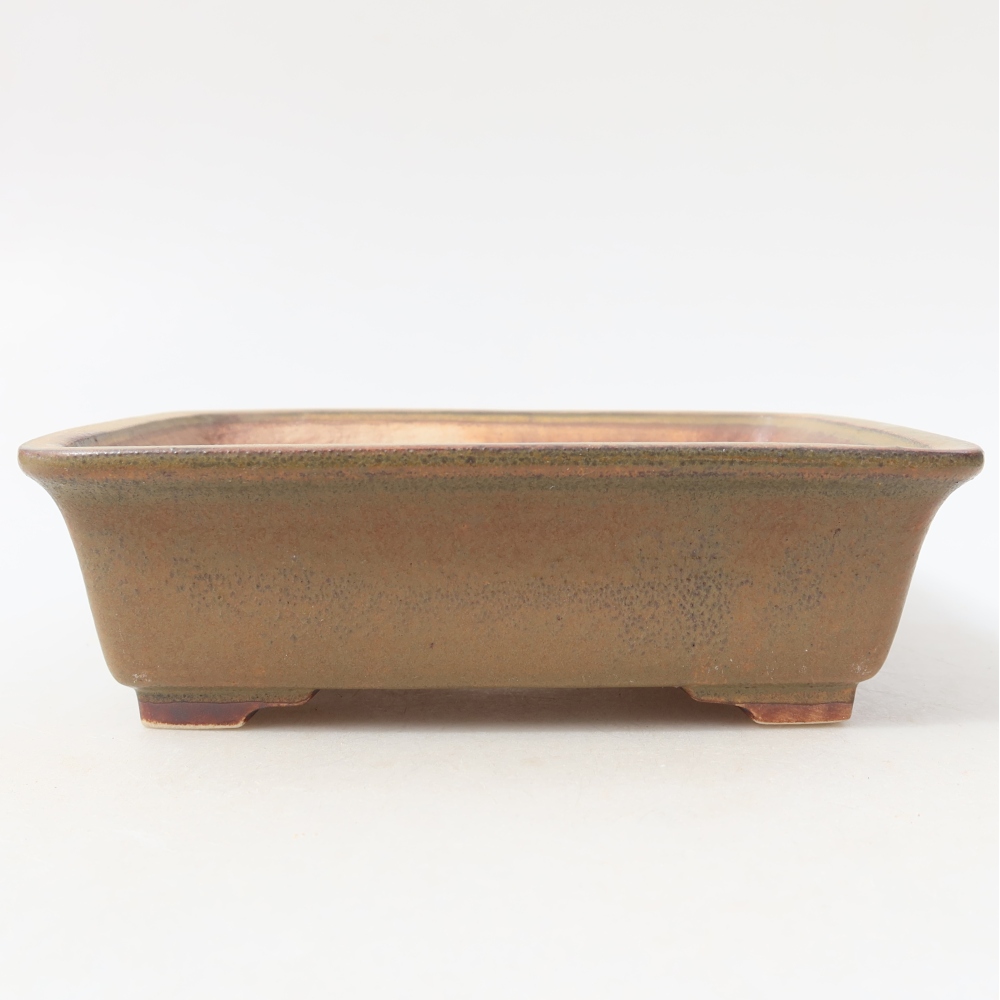Ceramic bonsai pot, 17.5 x 14.5 x 5.5 cm, brown