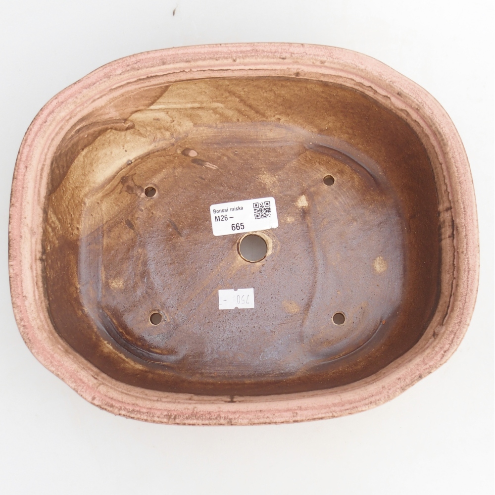 Ceramic bonsai bowl 25,5 x 21,5 x 8 cm, pink