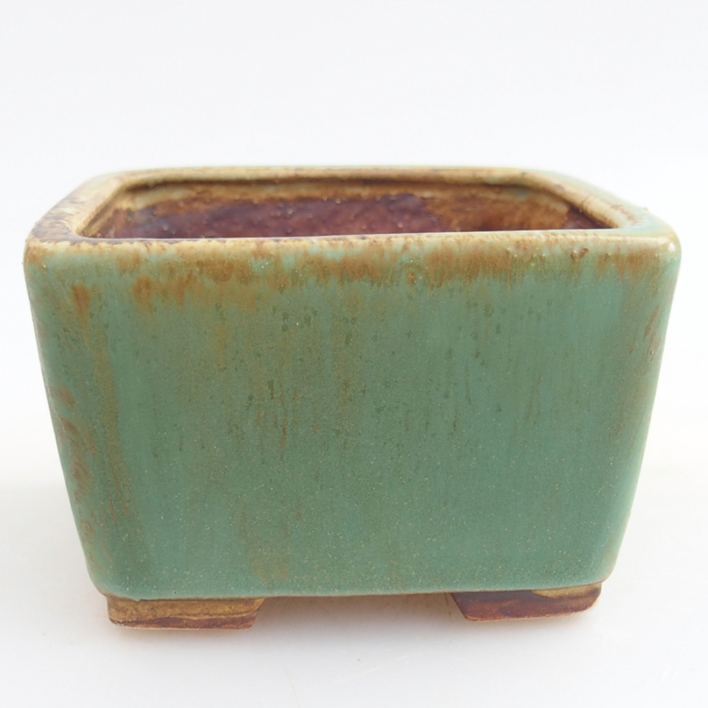 Ceramic bonsai bowl 10 x 10 x 6,5 cm, color green