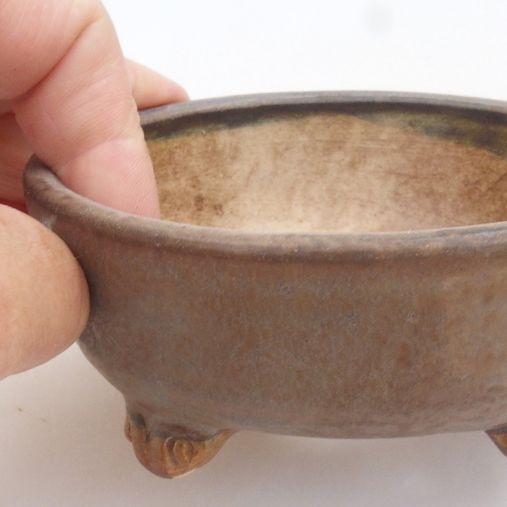 Ceramic bonsai bowl 10,5 x 10,5 x 4,5 cm, color brown