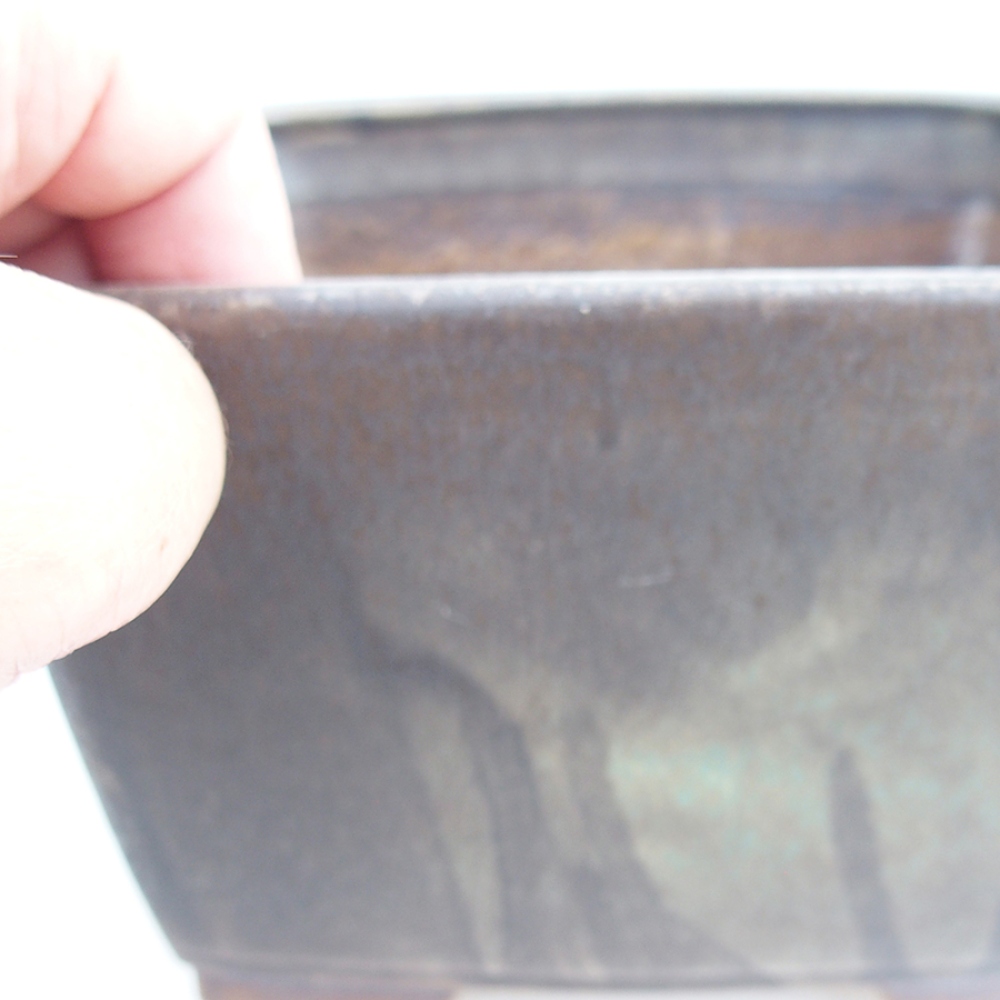 Ceramic bonsai bowl 15 x 15 x 9,5 cm, color green