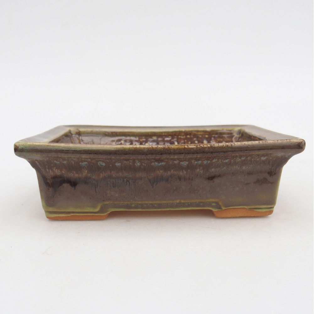 Ceramic bonsai bowl 13 x 10 x 4 cm, green